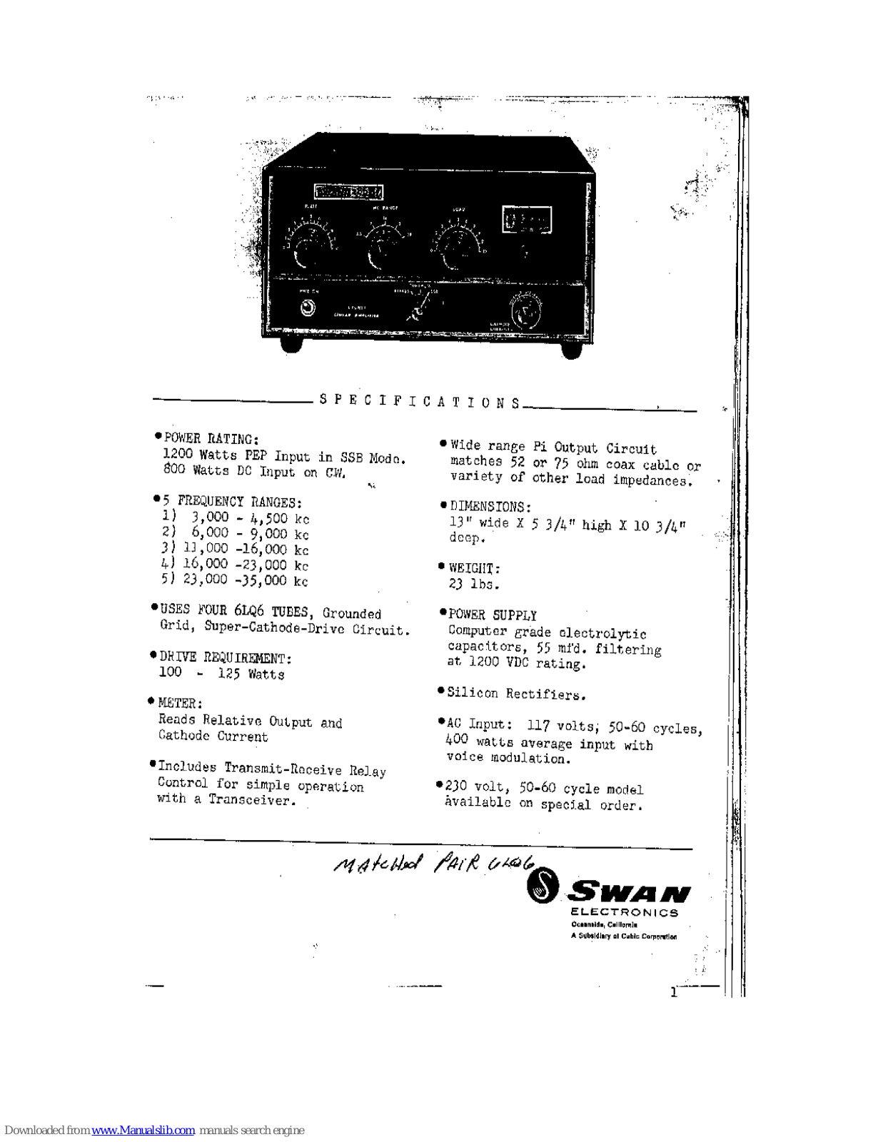 Swann 1200W Service Manual