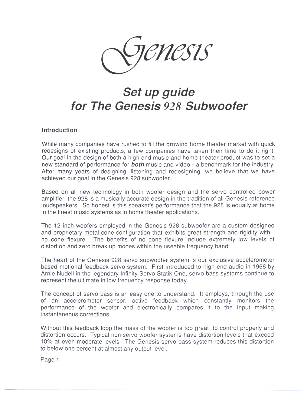 Genesis Advanced Technologies 928 User Manual