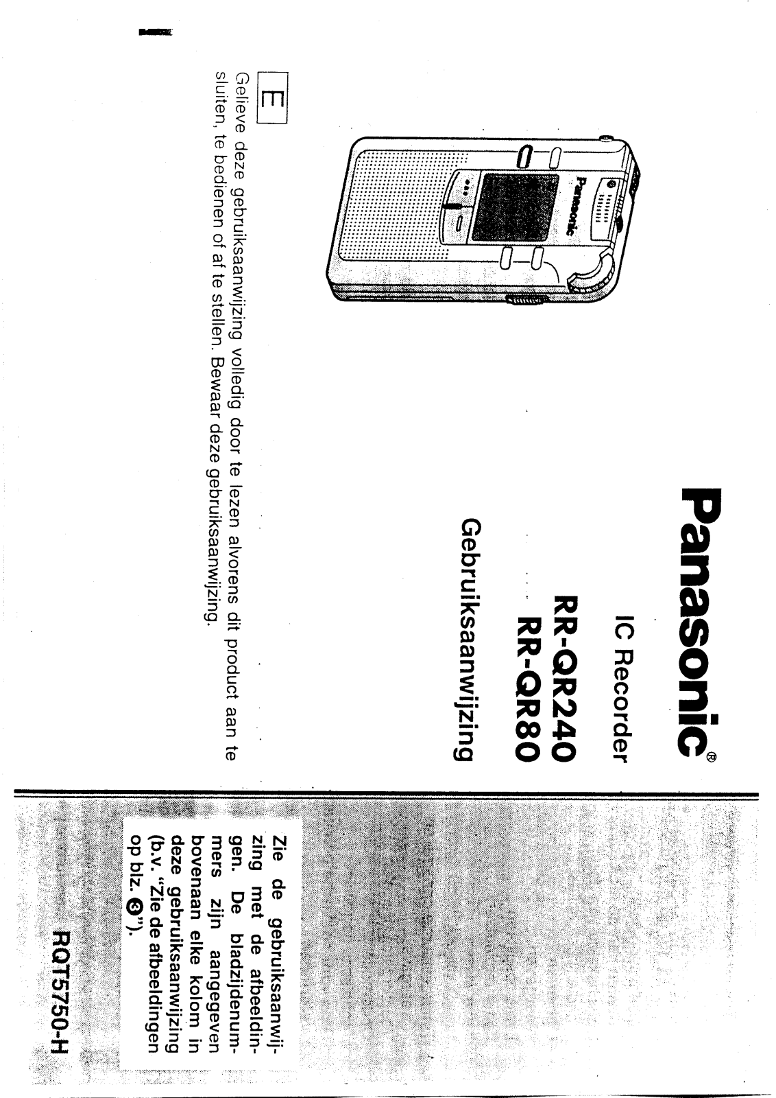 Panasonic RR-QR80, RR-QR240 User Manual