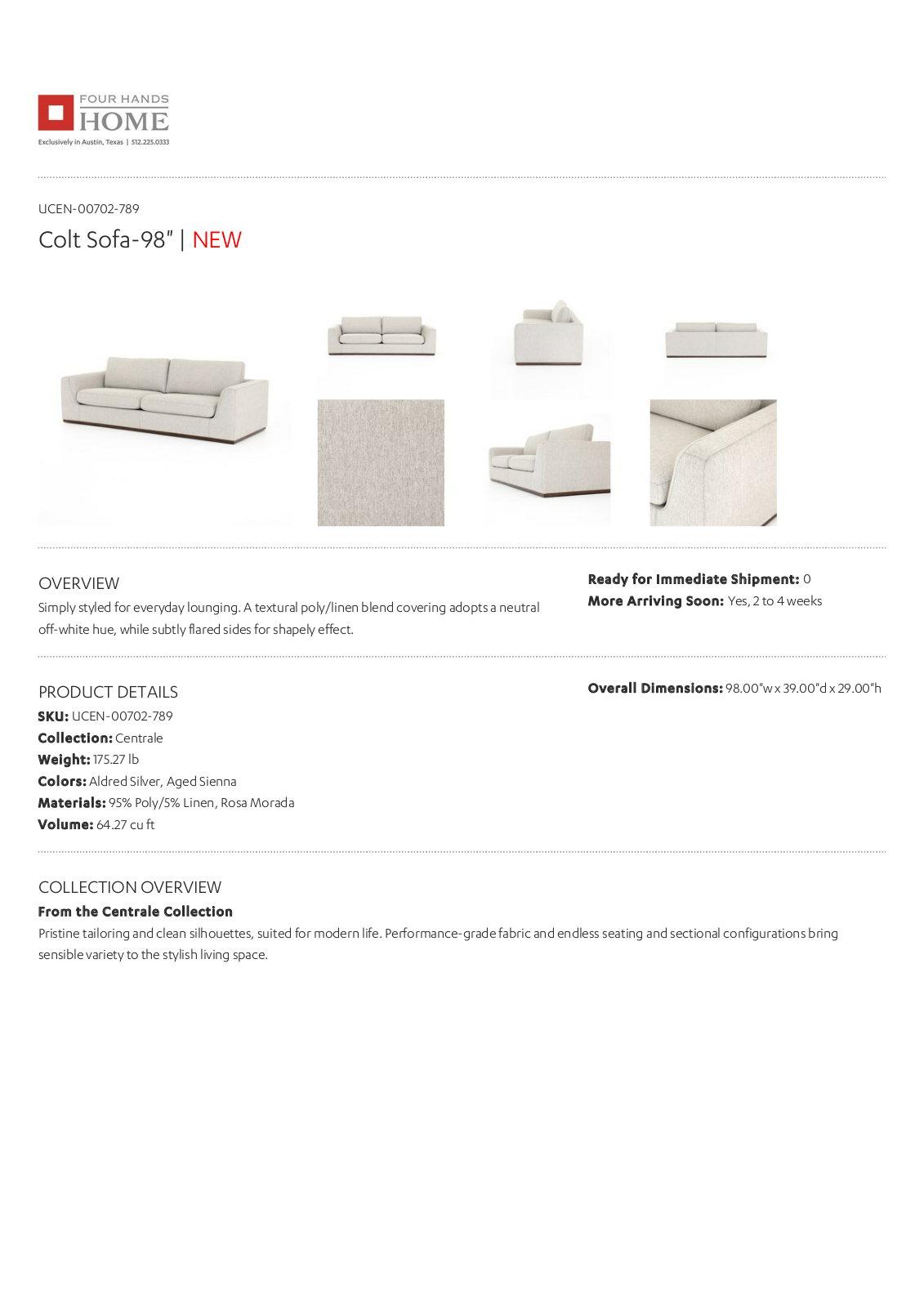 Four Hands W008785010 Specifications - ManualMachine.com