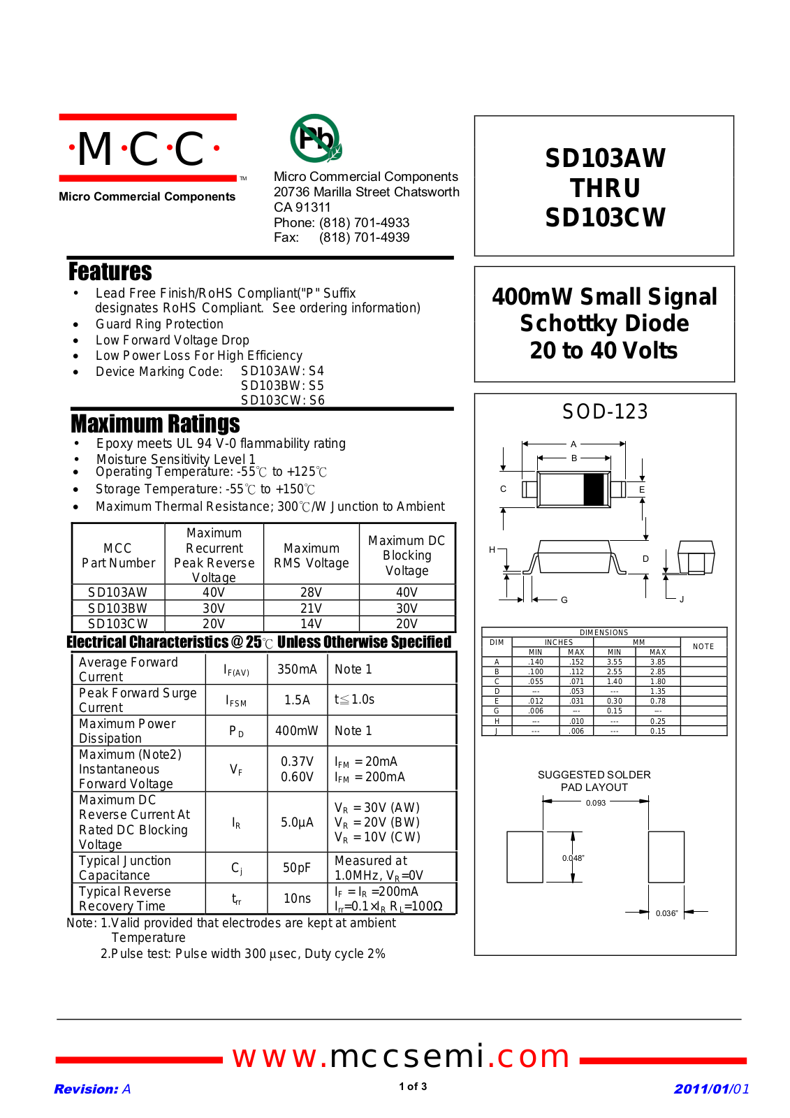 MCC SD103AW, SD103BW, SD103CW Schematic