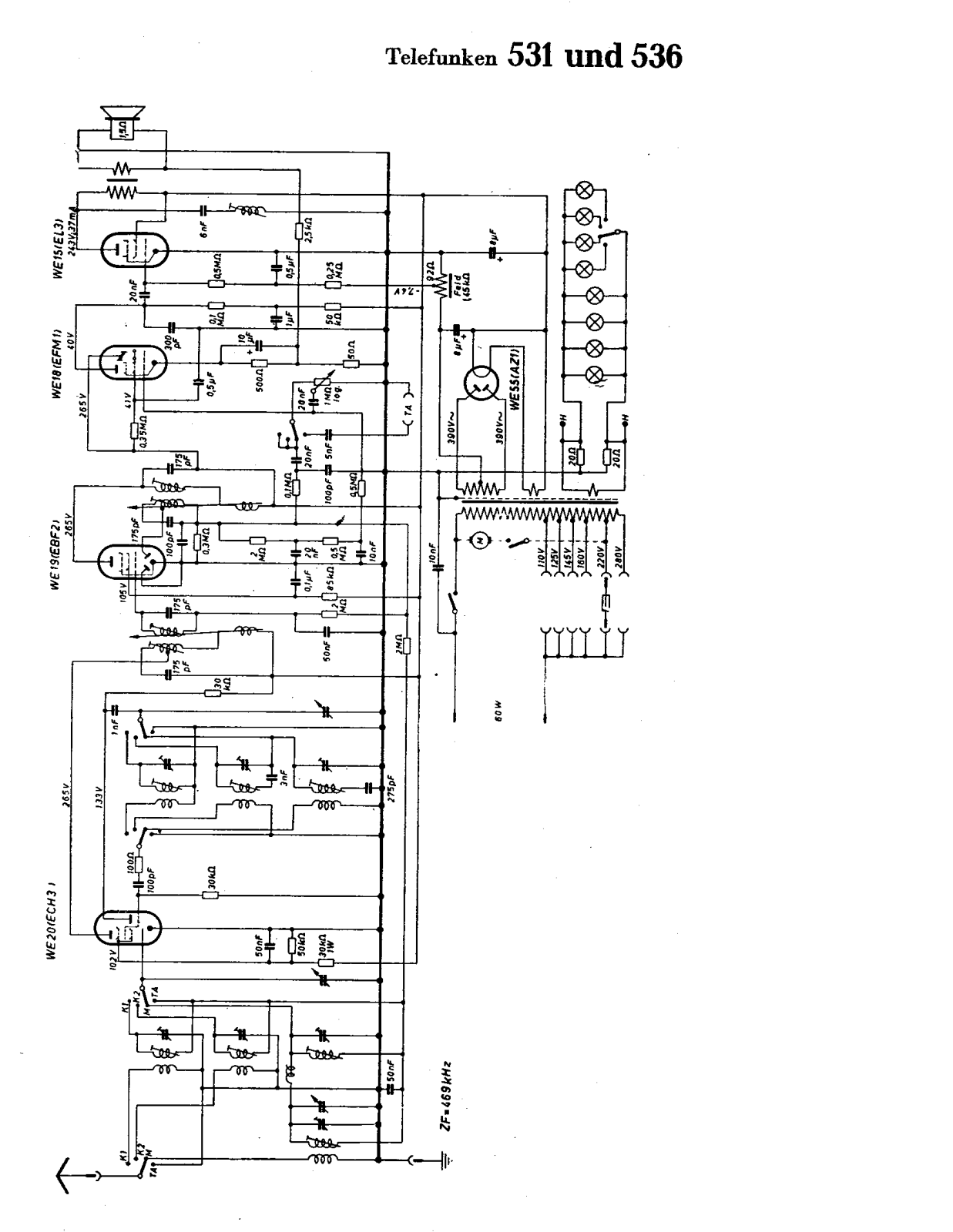 Telefunken 531, 536 Cirquit Diagram