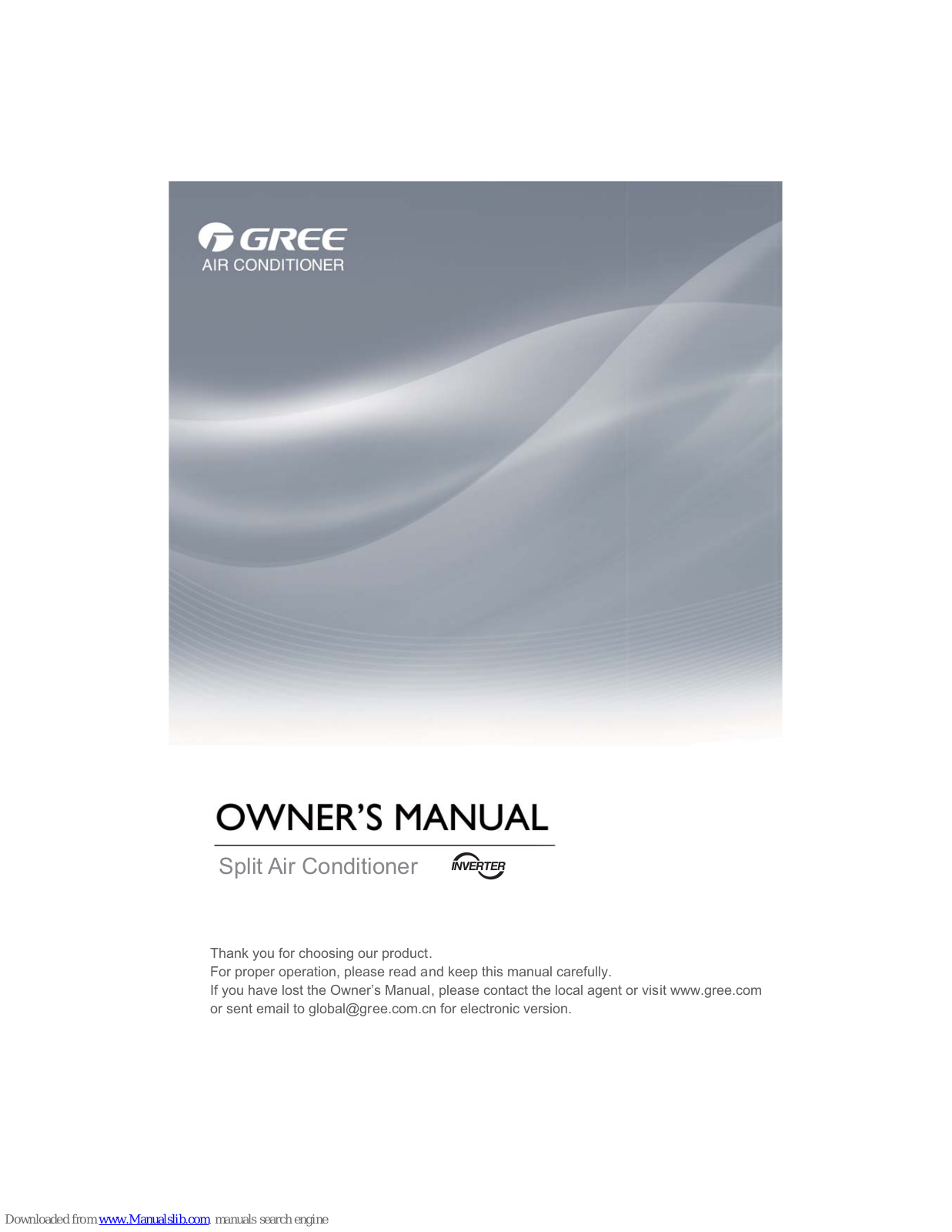 Gree GWH09MB, GWH12MB, GWH18MC, GWH24MD, GWC24MD Owner's Manual