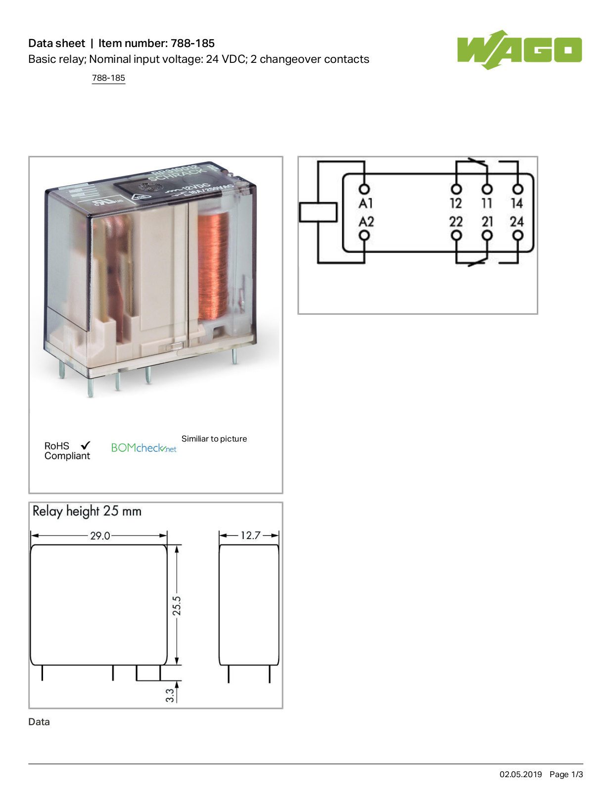 Wago 788-185 Data Sheet