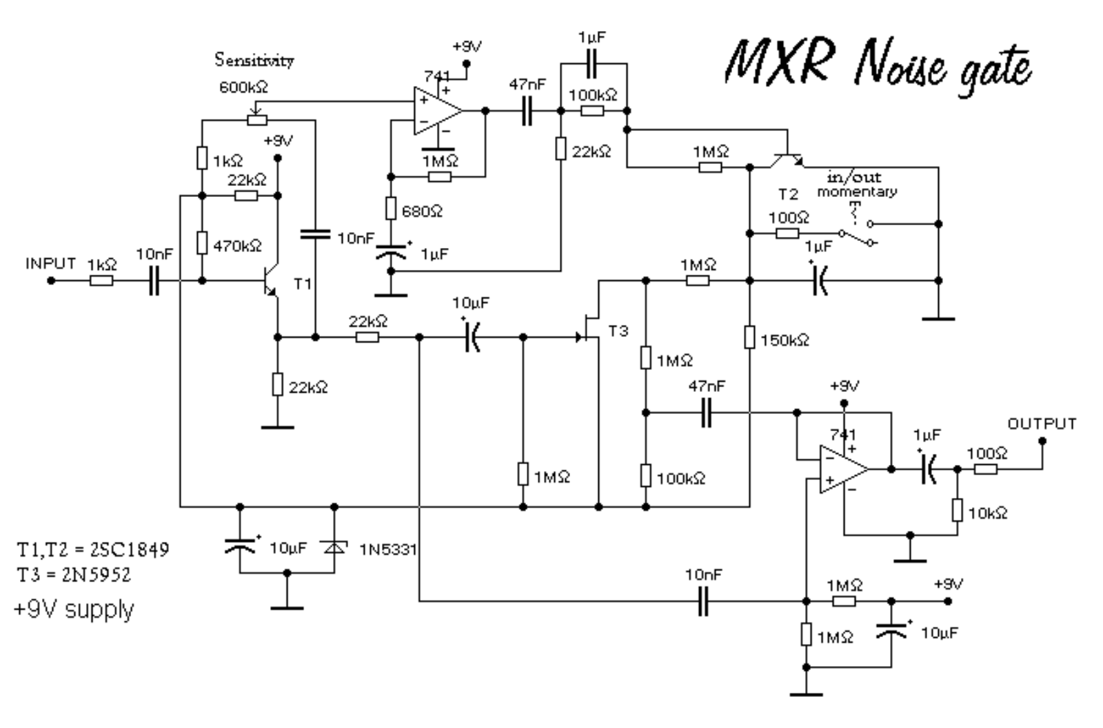 MXR noisegate schematic