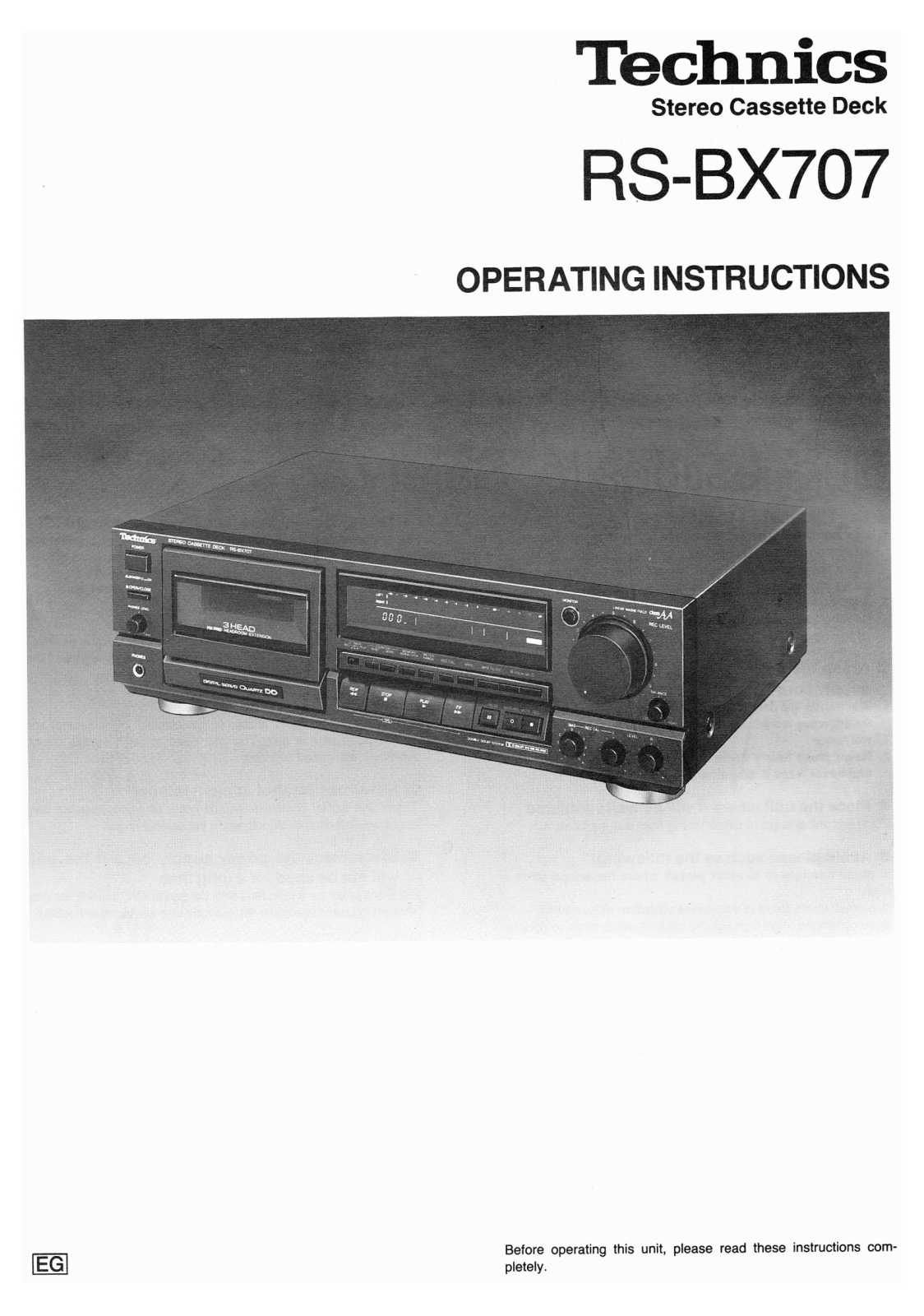 Technics RS-BX-707 Owners Manual