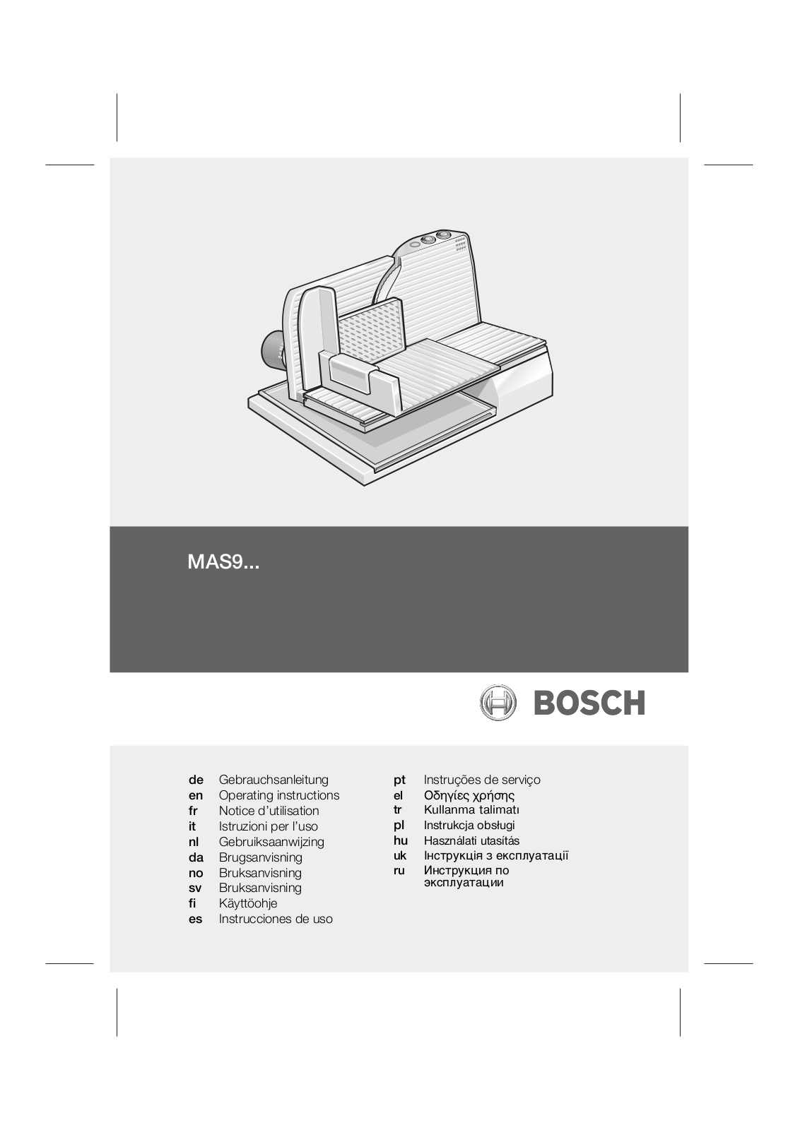 BOSCH MAS95R1 User Manual