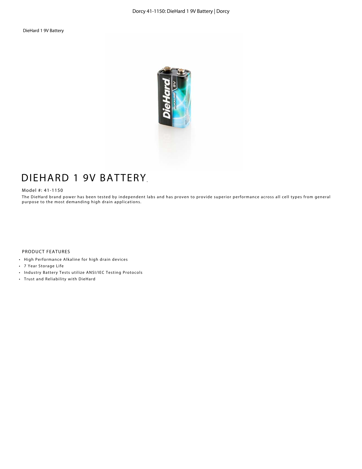 DieHard 41-1150 Data Sheet - ManualMachine.com