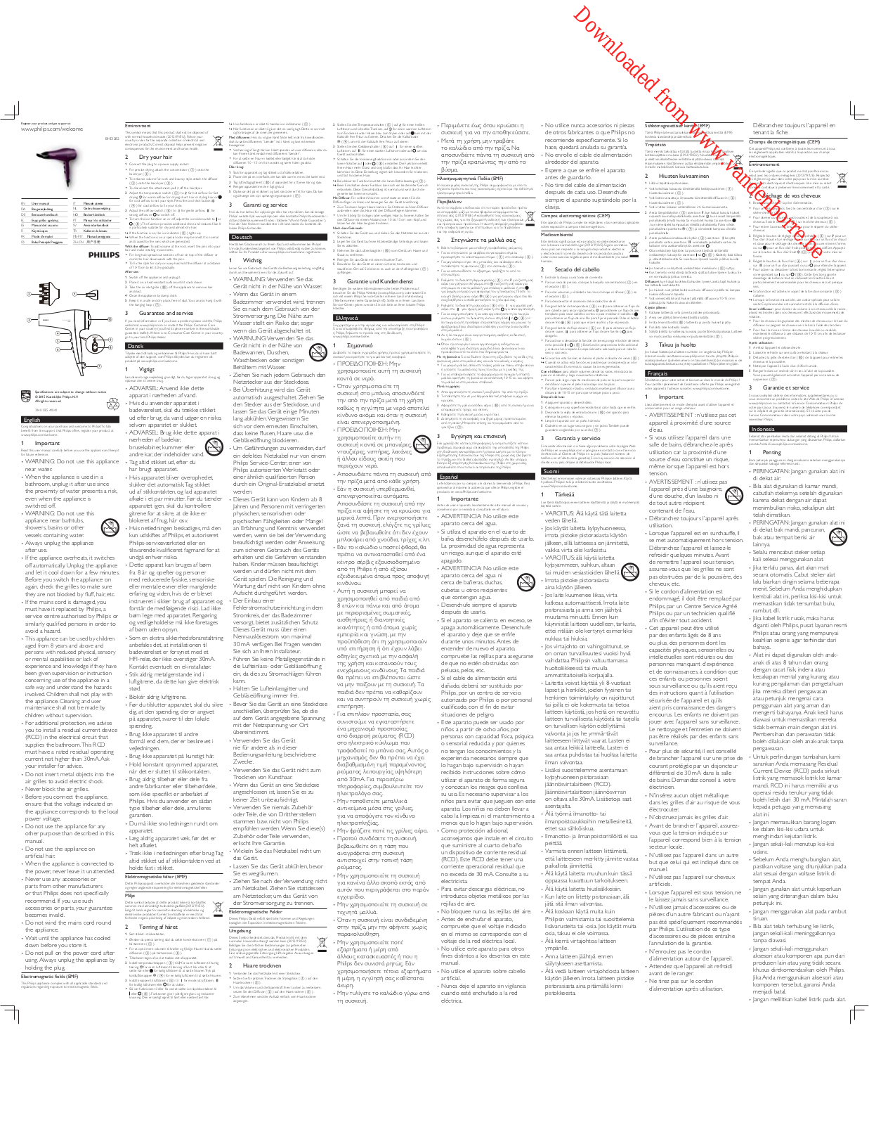 PHILIPS BHD282 User Manual