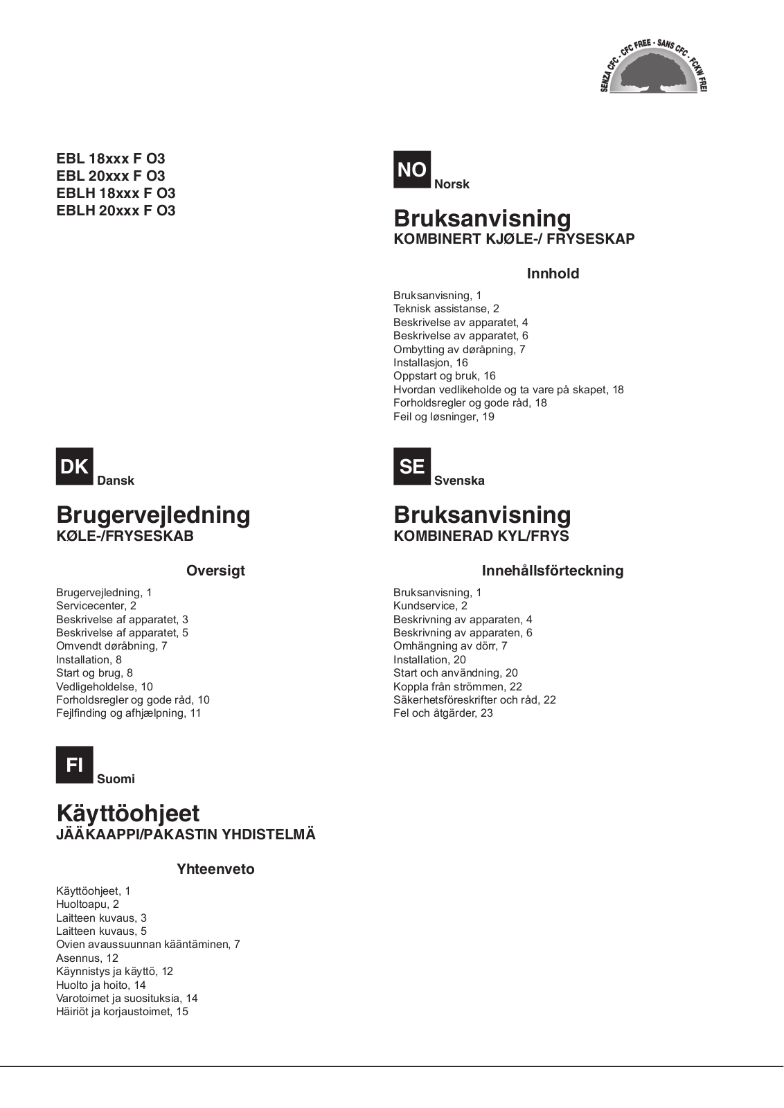 Hotpoint Ariston EBLH 18321 F O3, EBLH 18311 F O3 User Manual