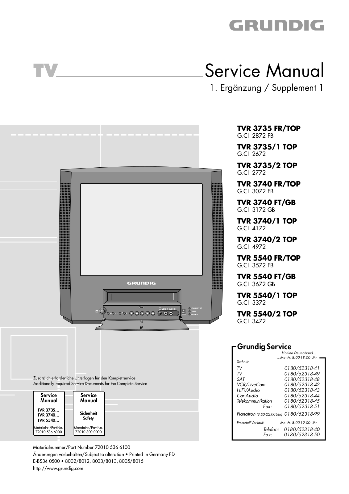 Grundig TVR3735, TVR3740, TVR5540 Service Manual