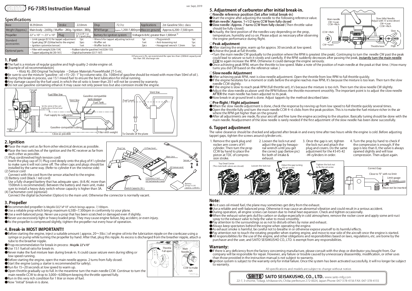 Saito FG-73R5 User Manual