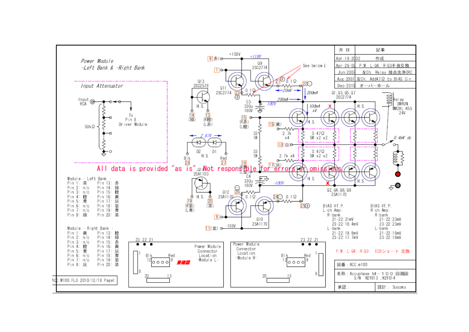 Accuphase M100 Schematic