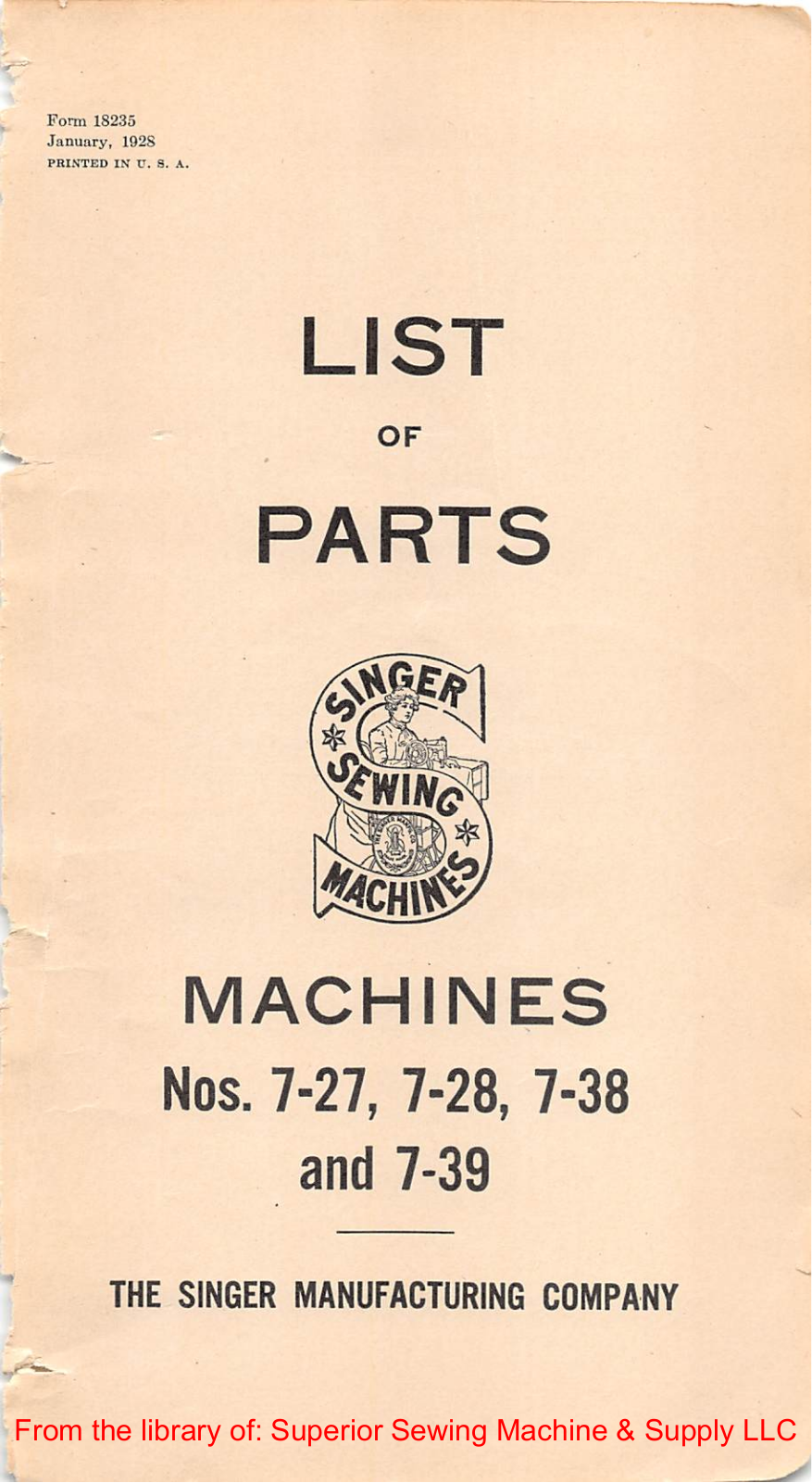 Singer 7-27, 7-28, 7-38, 7-39 User Manual - ManualMachine.com