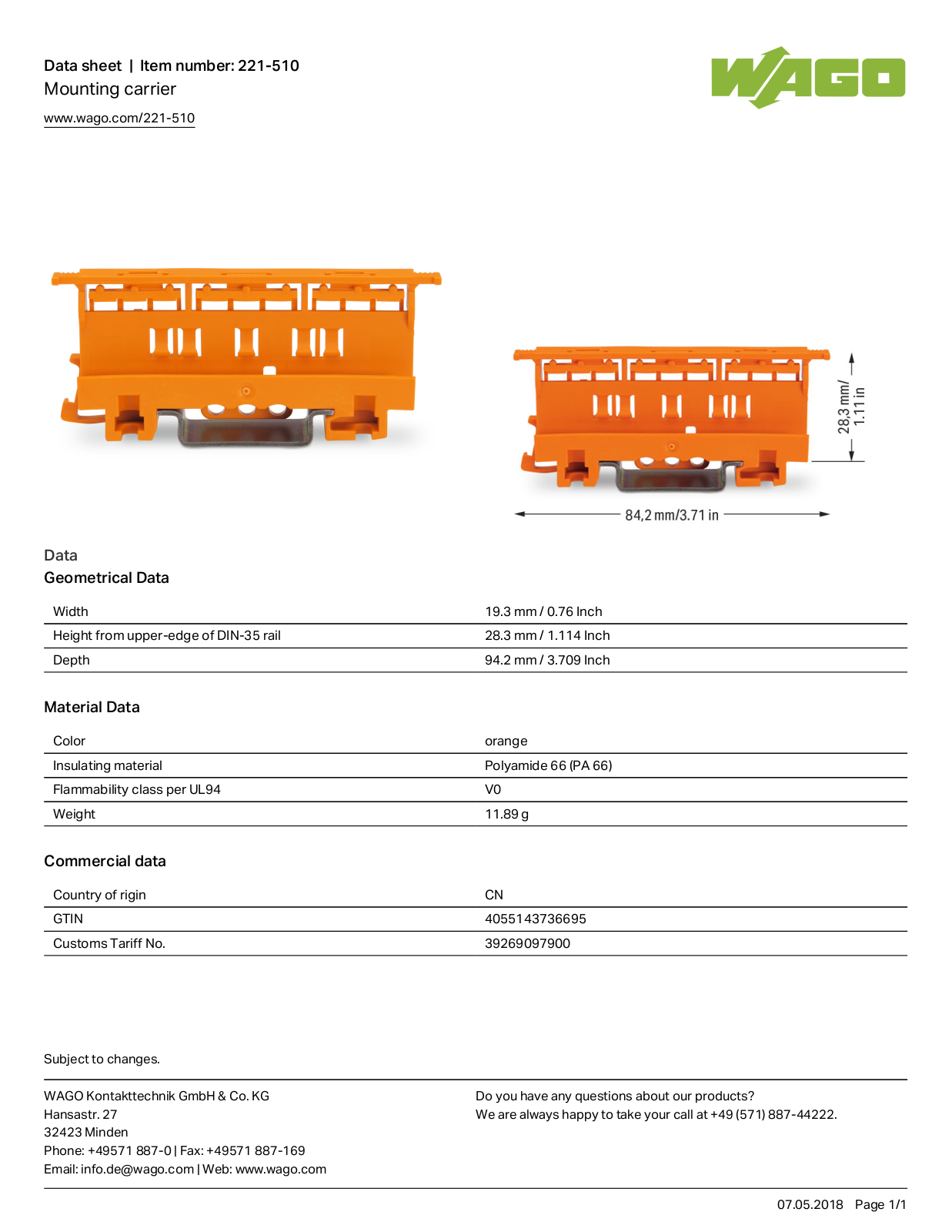 Datasheet 221-510 Specification - ManualMachine.com