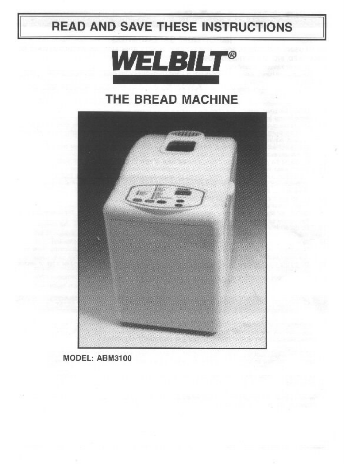 Welbilt ABM3100 User Manual