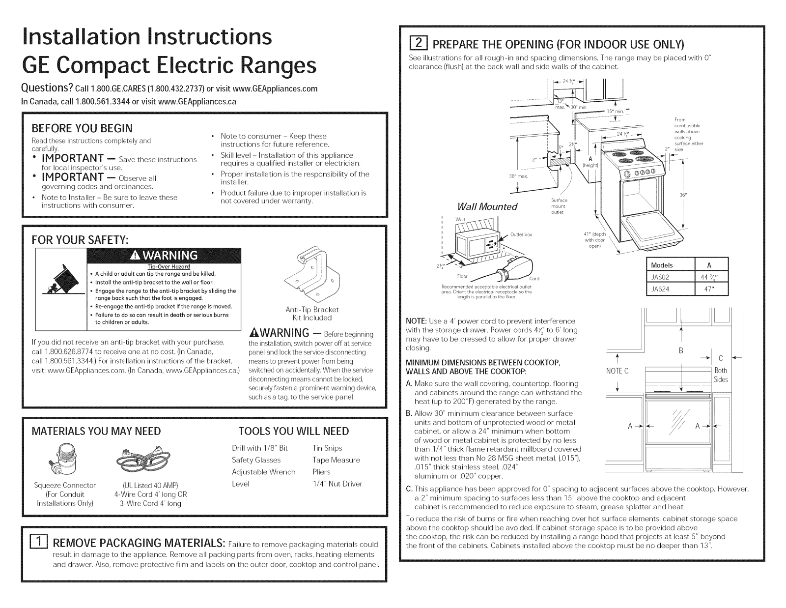 GE JAS02SN4SS Installation Guide - ManualMachine.com