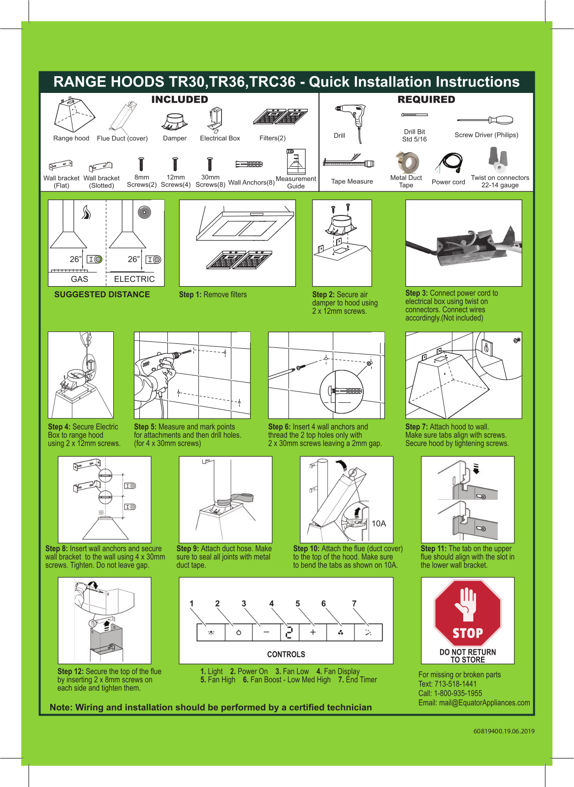 Equator TRC36LED, TR36LED, TR30LED Installation Manual