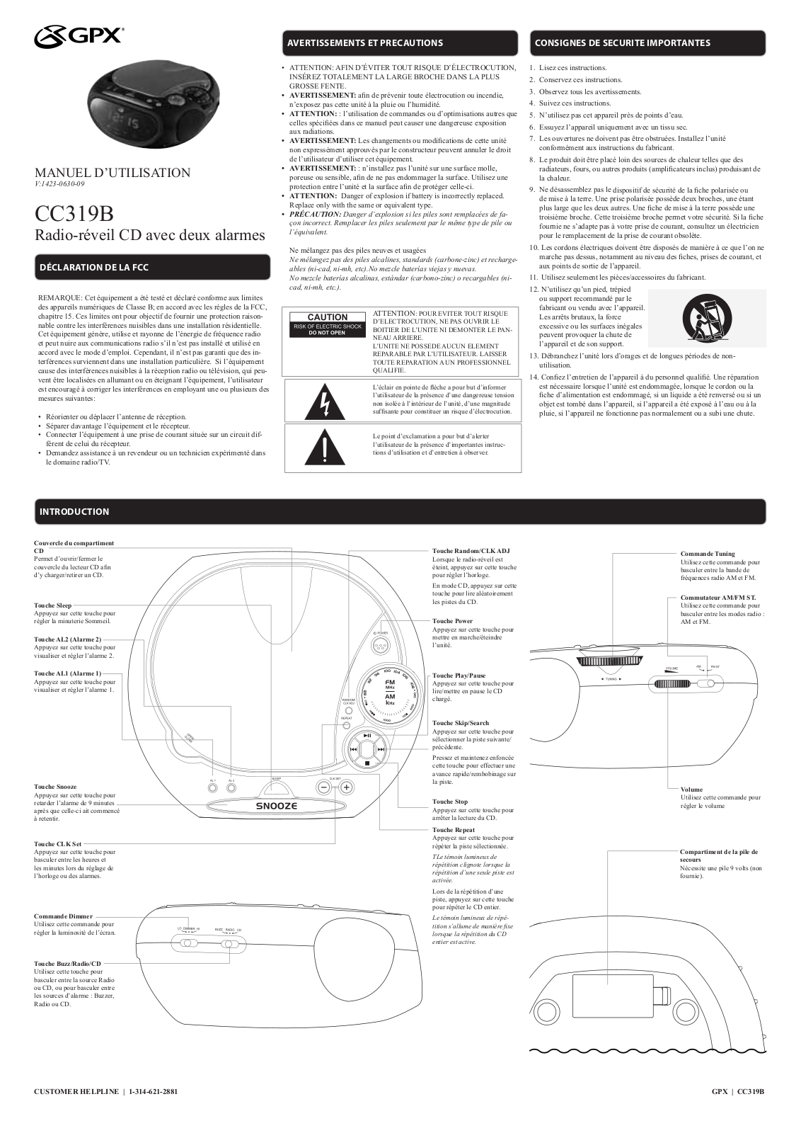 GPX CC319B Owner's Manual