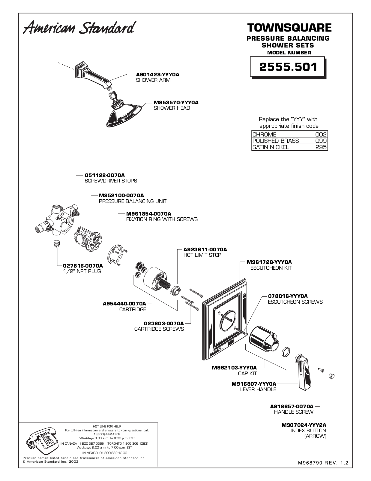 American Standard 2555.501 User Manual