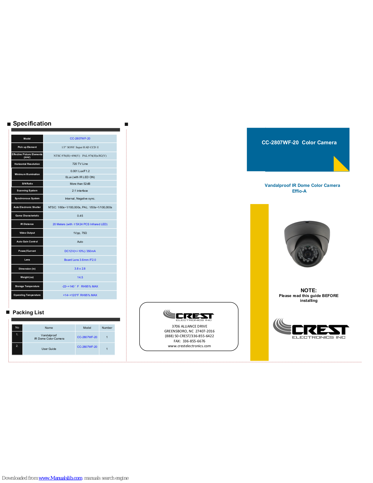 Crest Electronics CC-2807WF-20 User Manual - ManualMachine.com