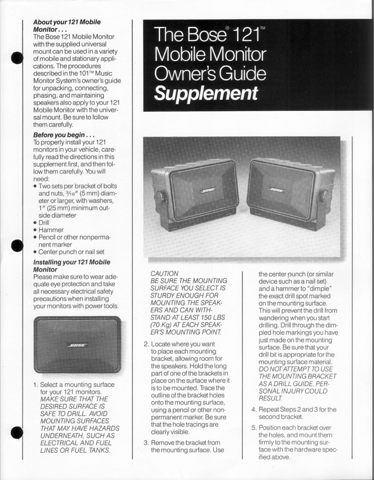 Bose 121 Owner Manual