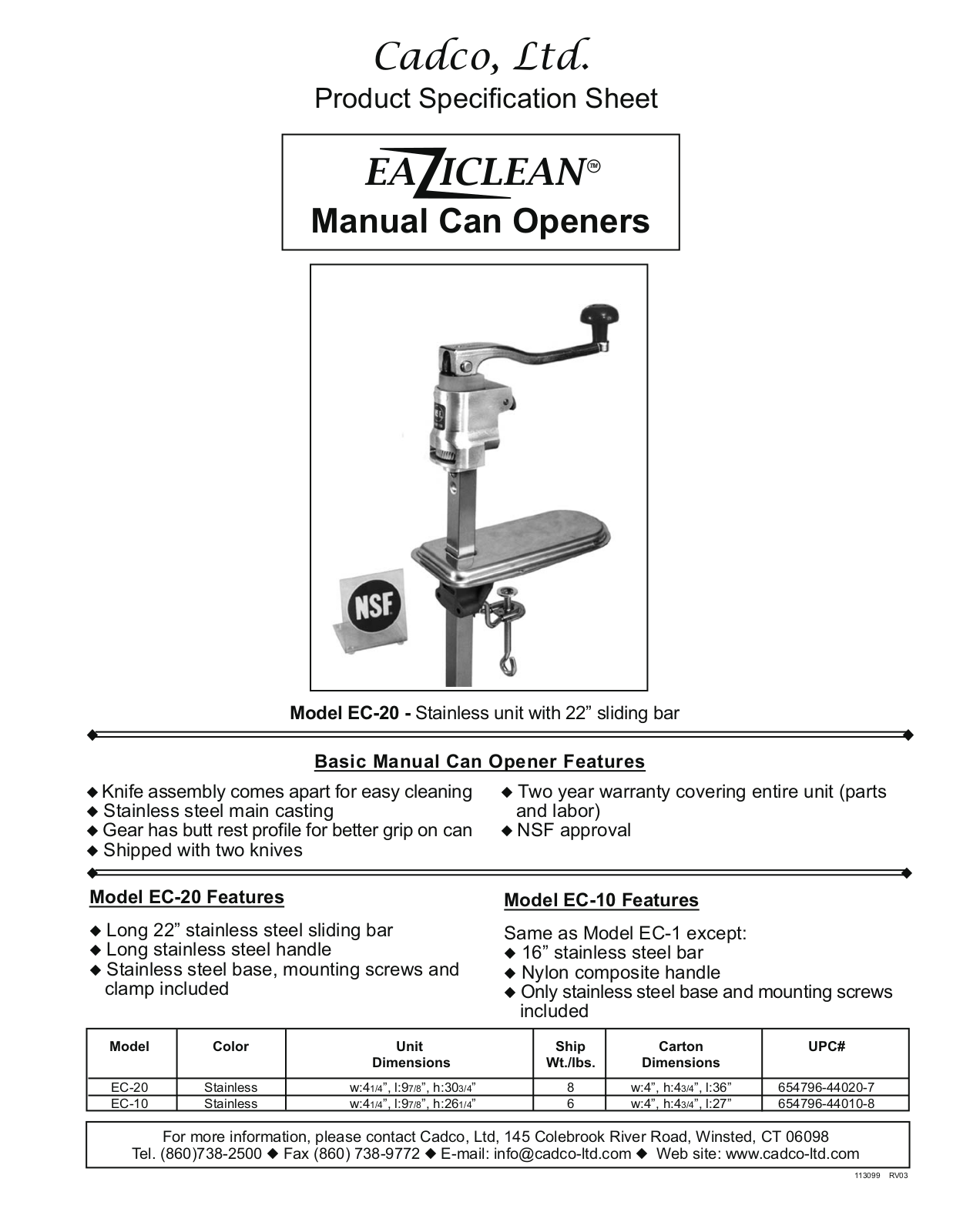 Cadco EC-10 User Manual