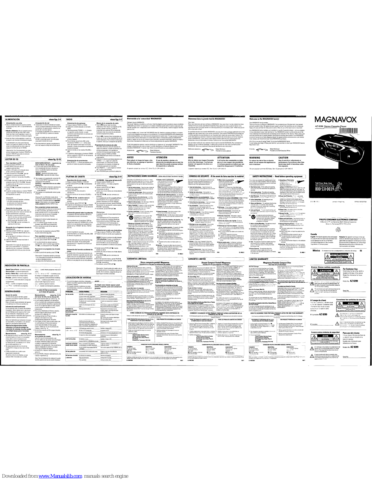 Magnavox AZ8289, AZ828917, AZ8289/00 User Manual