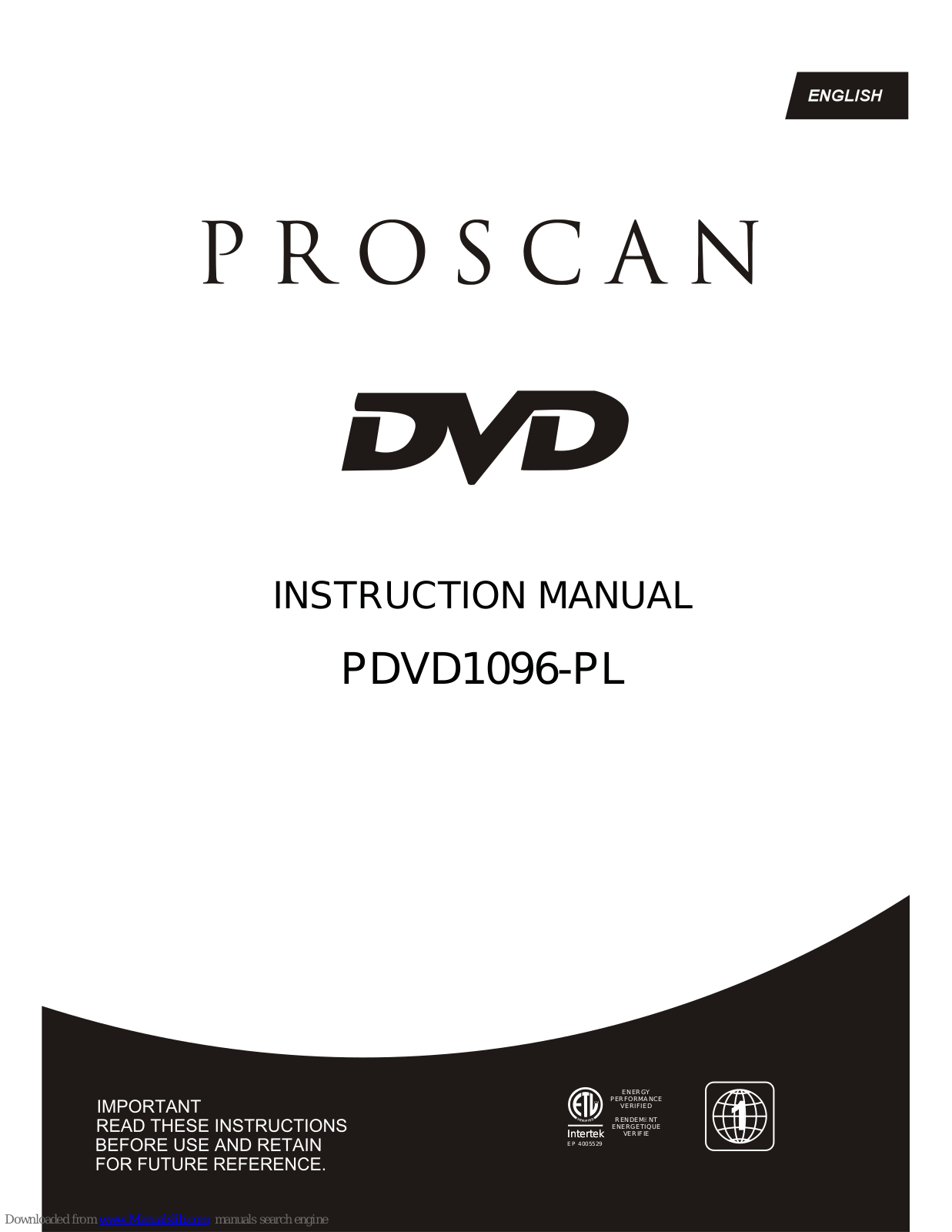 ProScan PDVD1096-PL Instruction Manual