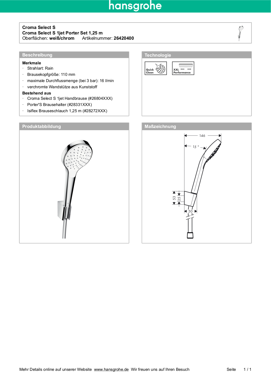 Hansgrohe 26420400 User Manual