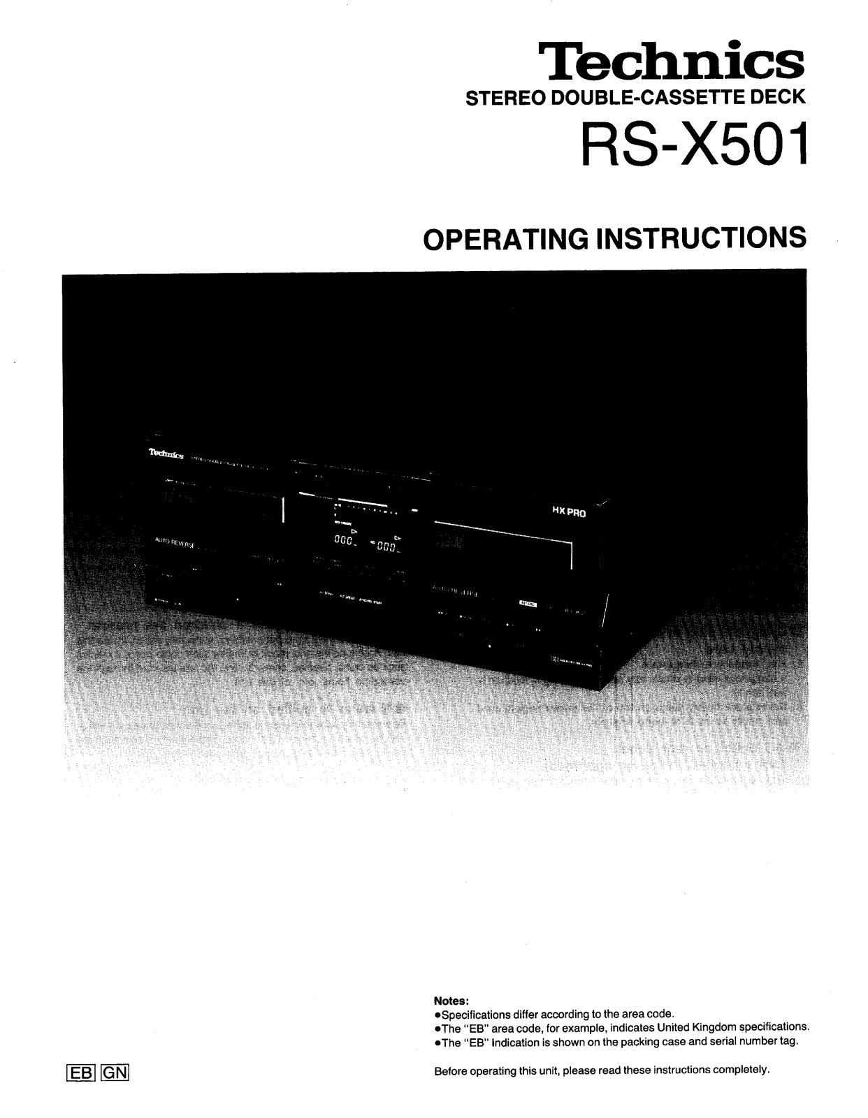 Panasonic RS-X501 User Manual