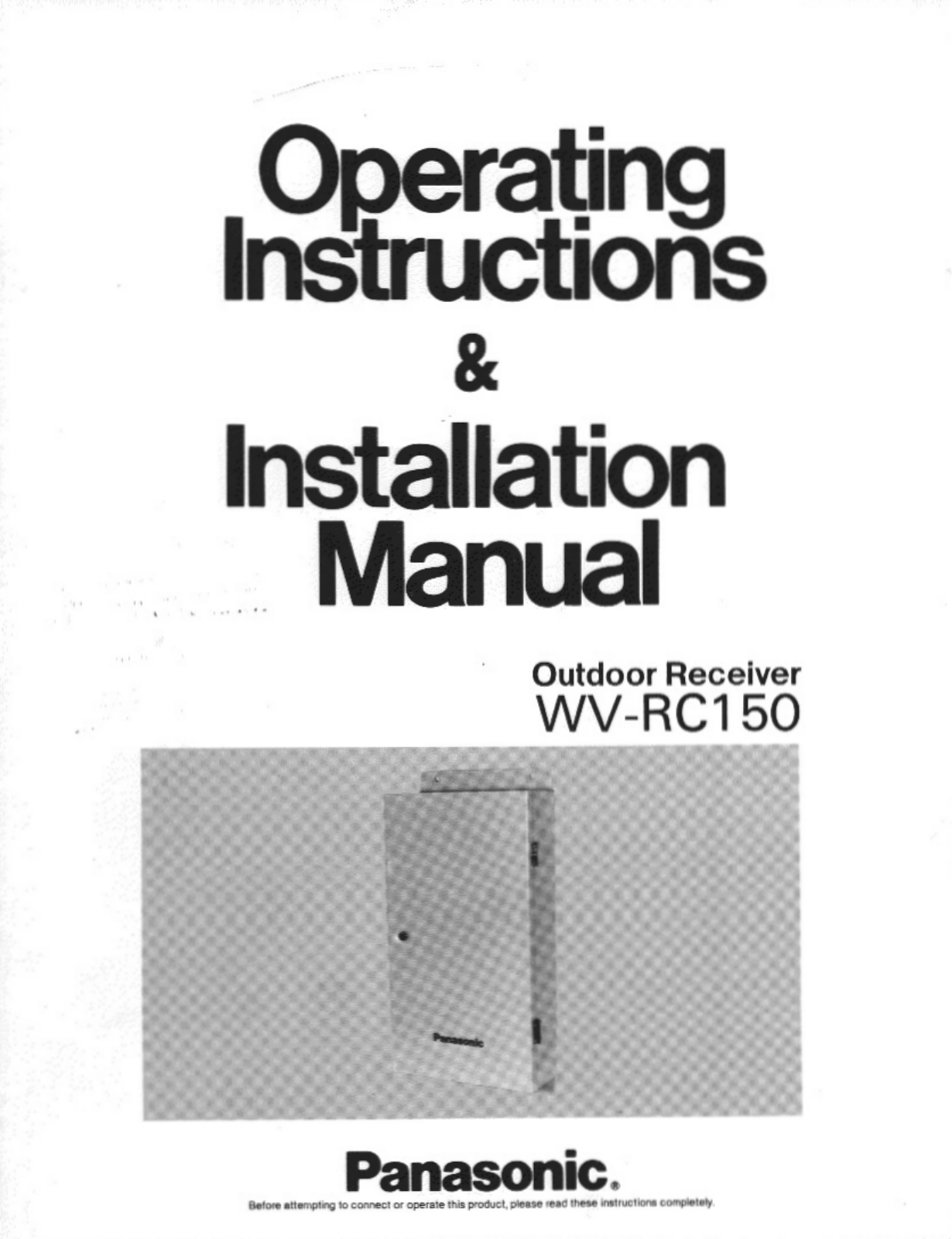 Panasonic WV-RC150 User Manual