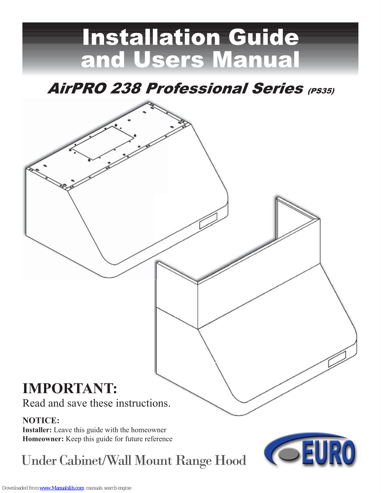 Cavaliere-Euro AirPRO 238 Installation Manual And User's Manual