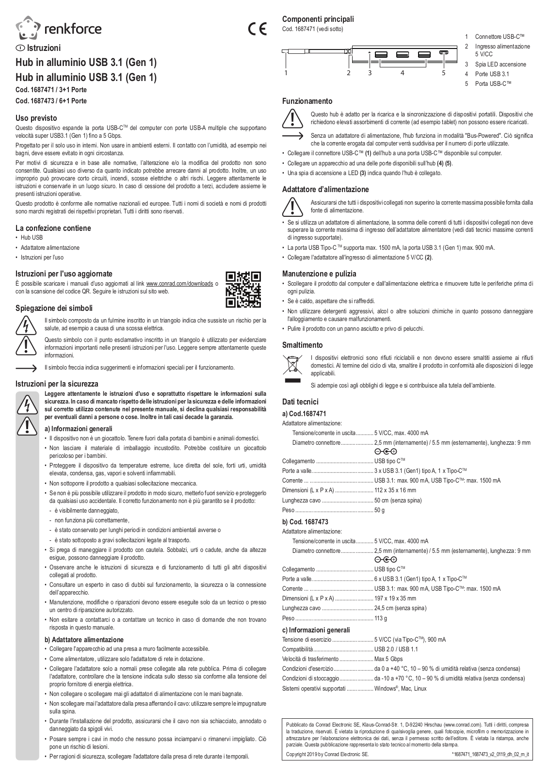 Renkforce 1687471, 1687473 Operating Instructions