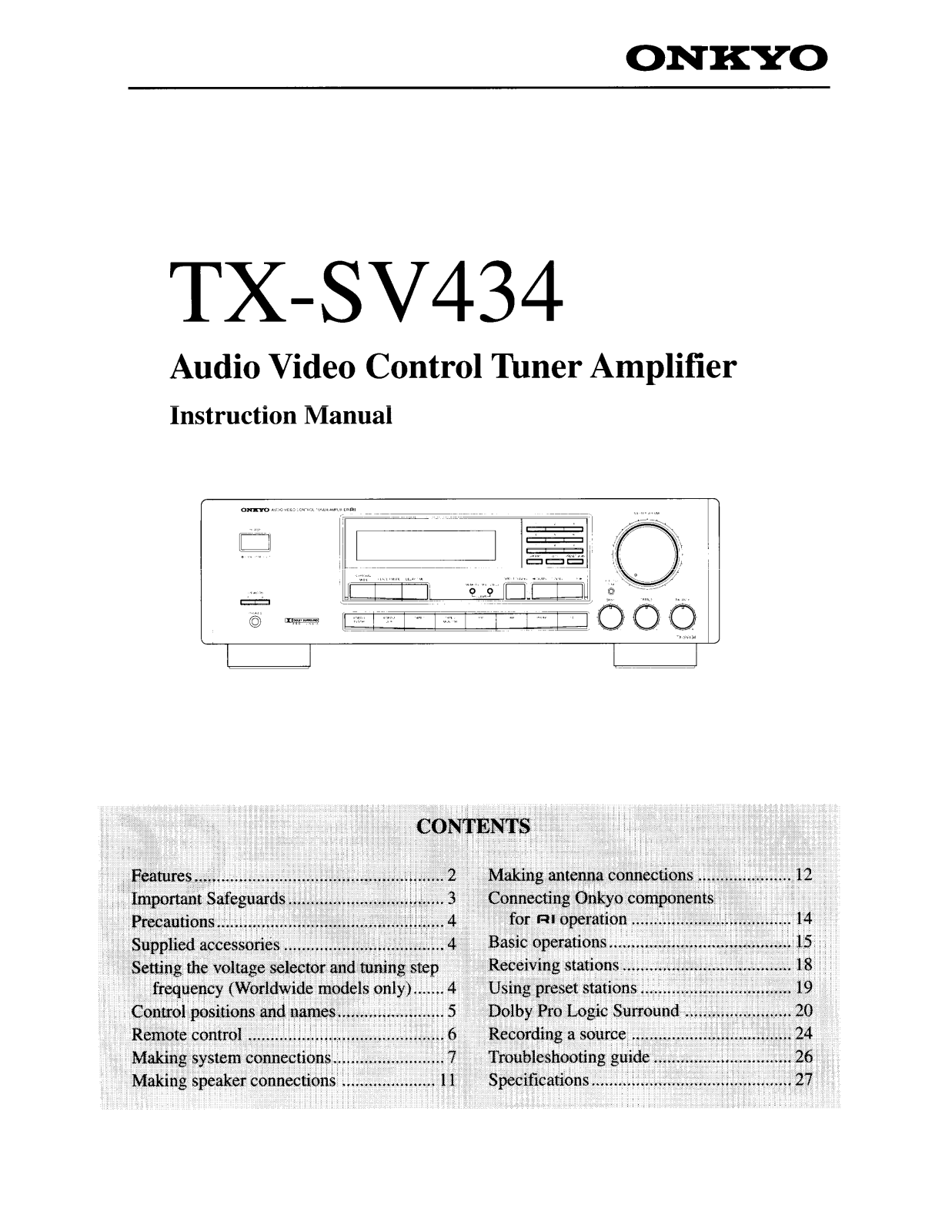 Onkyo TX-SV434 Instruction Manual