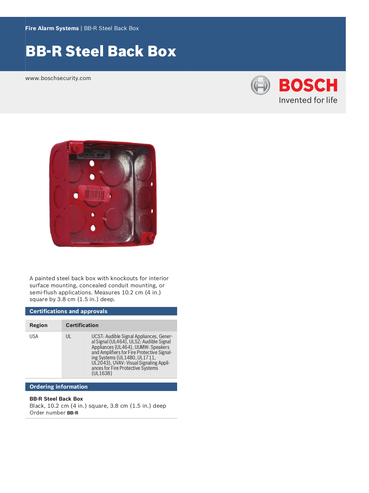 Bosch BB-R Specsheet