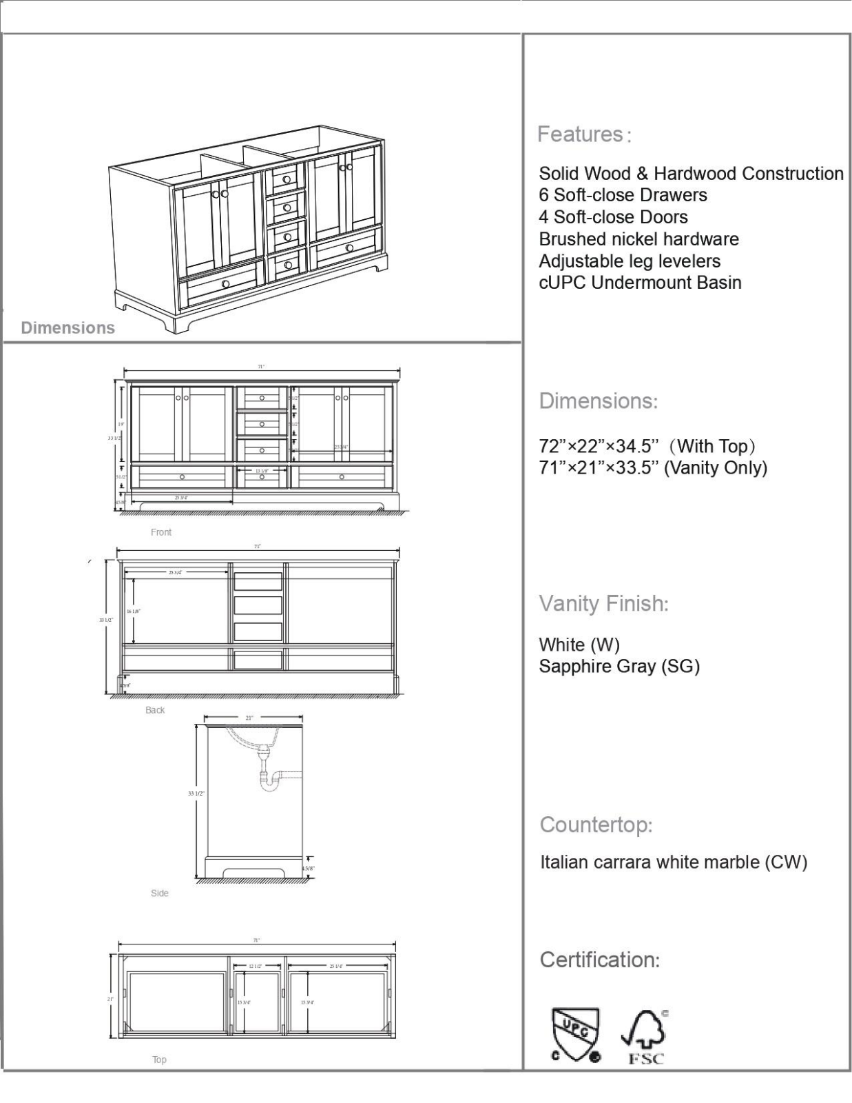 Ancerre Designs W005319310 Specifications - ManualMachine.com