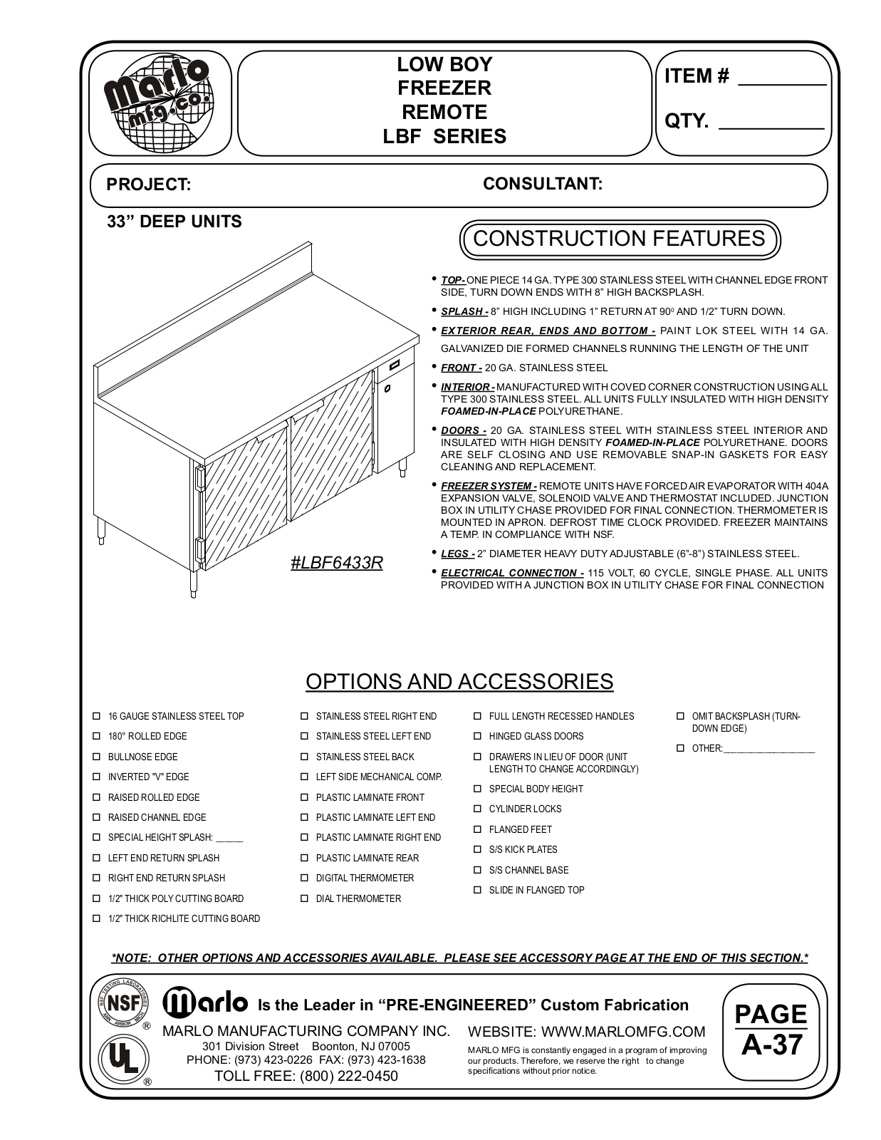 Marlo LBF3133R User Manual