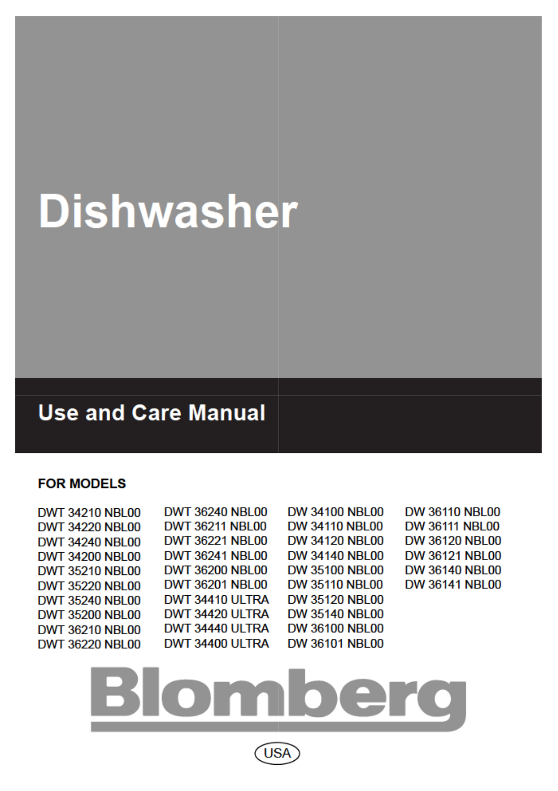 Blomberg DW 35100 NBL00, DW 34140 NBL00, DW 36101 NBL00, DW 36140 NBL00, DWT 34240 NBL00 User Manual