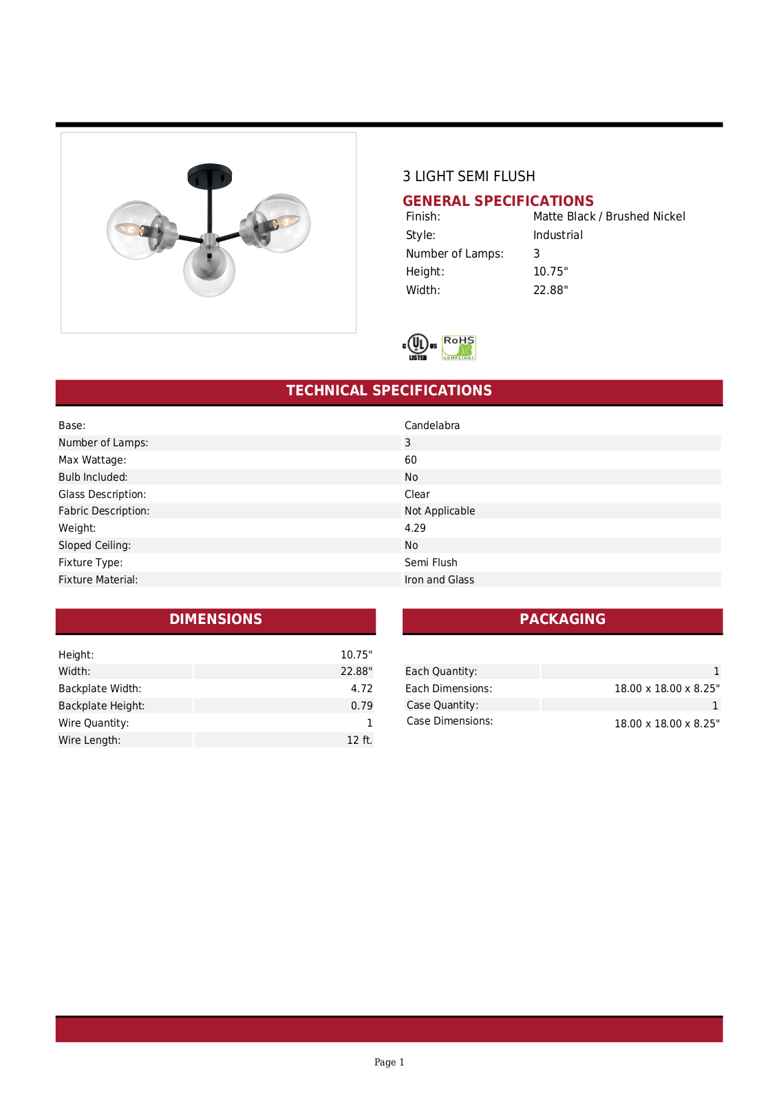 Mercury Row W001908001 Specifications - ManualMachine.com