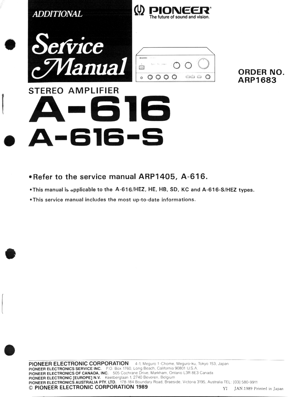 Pioneer A-616 Service manual