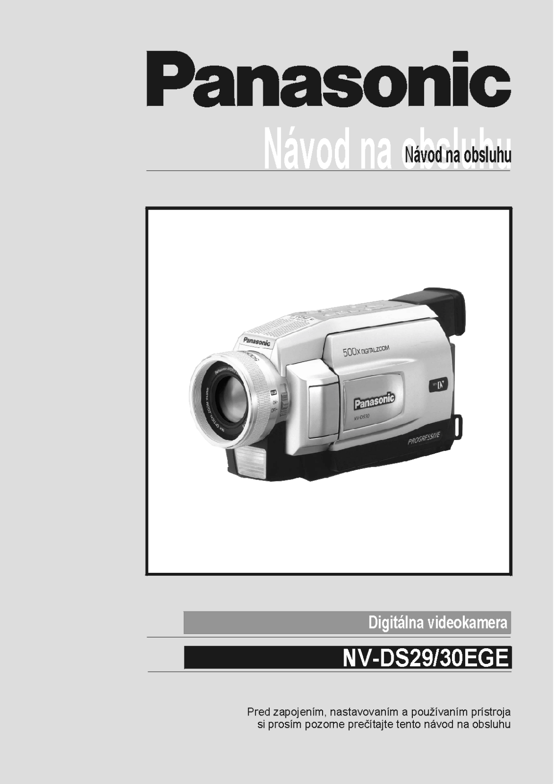 PANASONIC NV-DS29, NV-DS29EGE, NV-DS30EGE, NV-DS30 User Manual