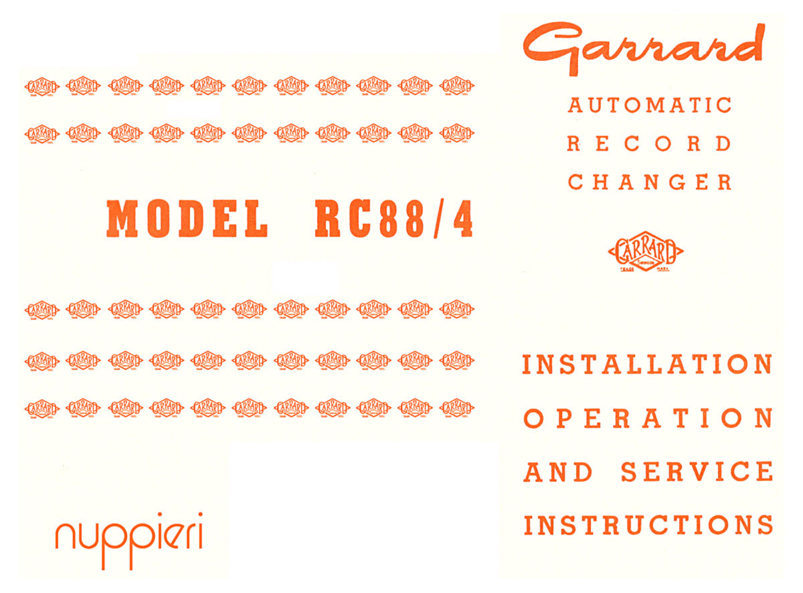 Garrard RC-88 Owners manual