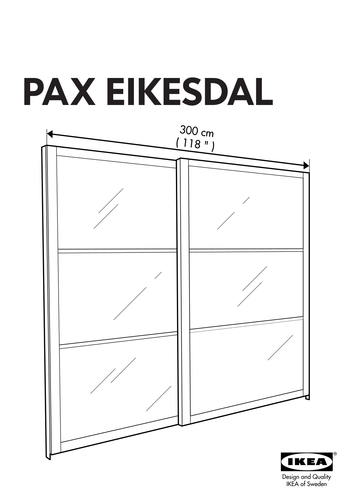 IKEA PAX EIKESDAL SLIDING DOOR PAIR 118X93 Assembly Instruction