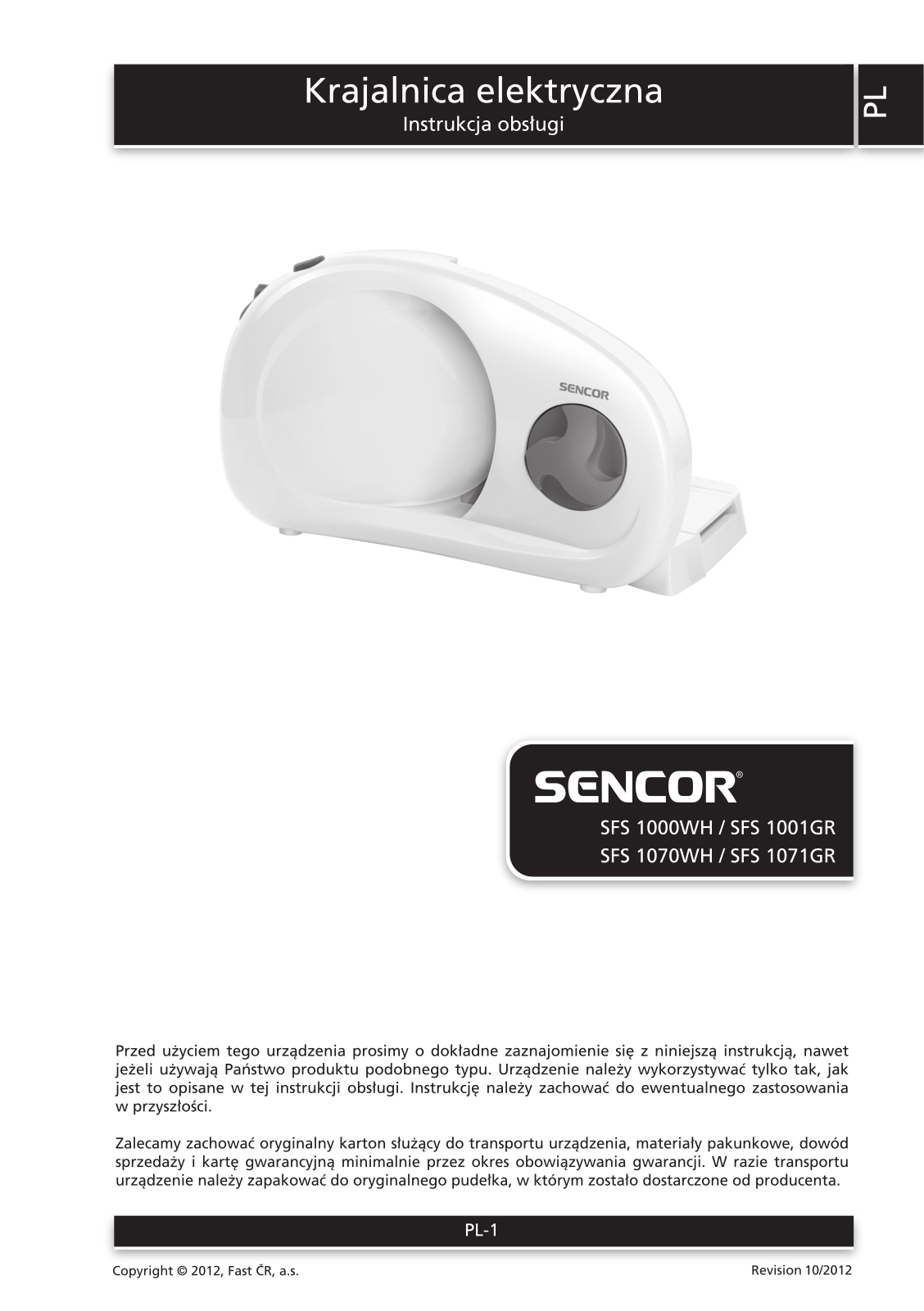 SENCOR SFS 1000WH, SFS 1001GR User guide - ManualMachine.com