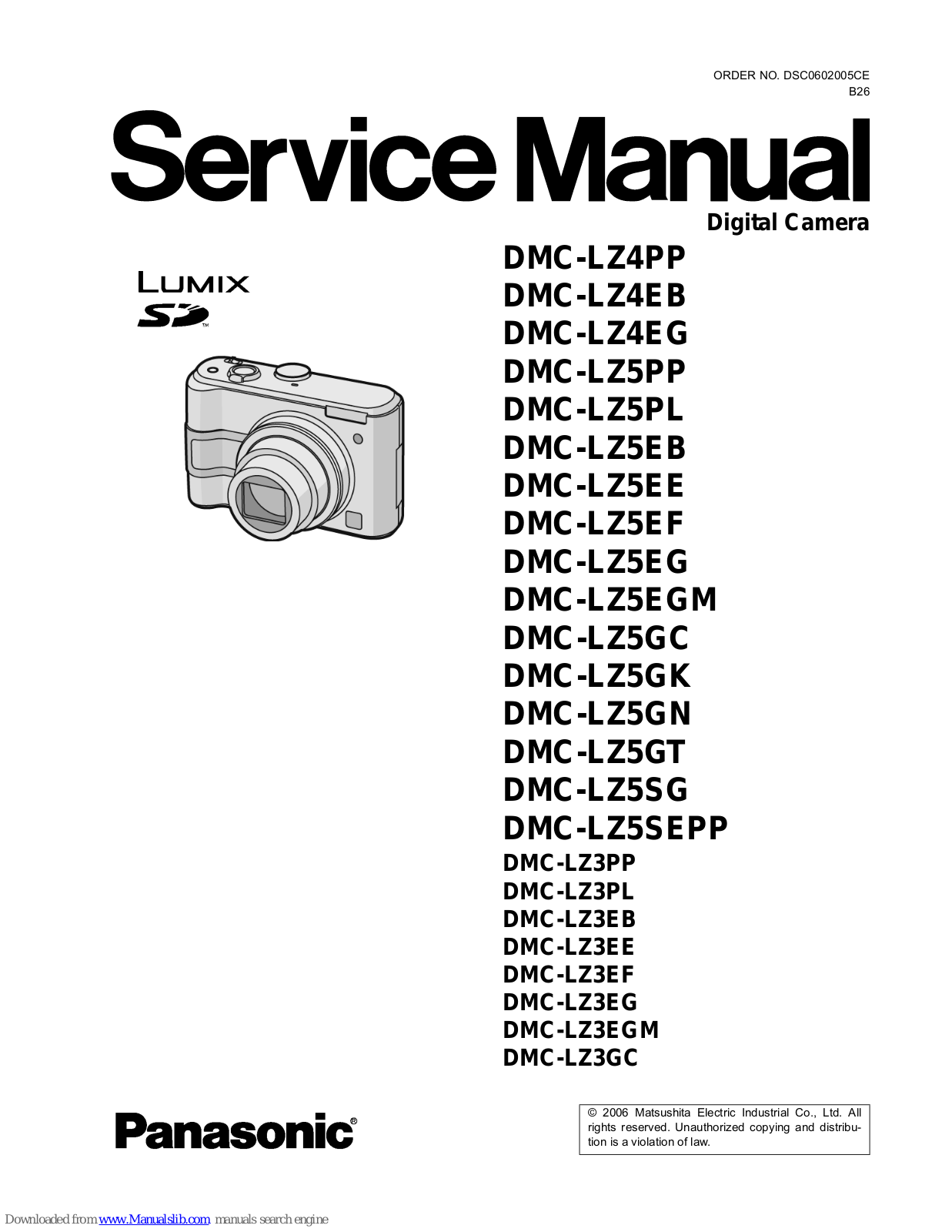 Panasonic Lumix DMC-LZ4EG, Lumix DMC-LZ5EB, Lumix DMC-LZ5EE, Lumix DMC-LZ5EF, Lumix DMC-LZ5EG Service Manual