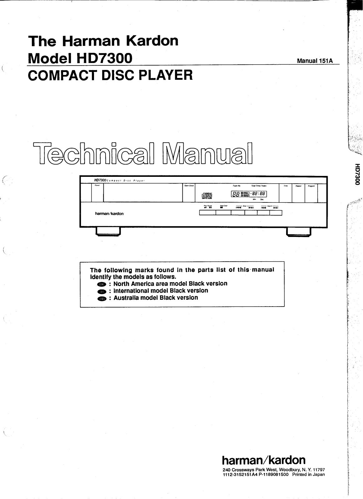 Harman Kardon HD-7300 Service manual