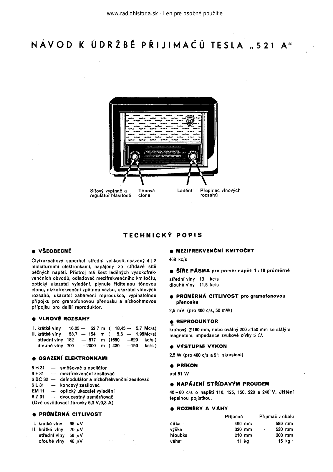 Tesla 521A Popular User Manual