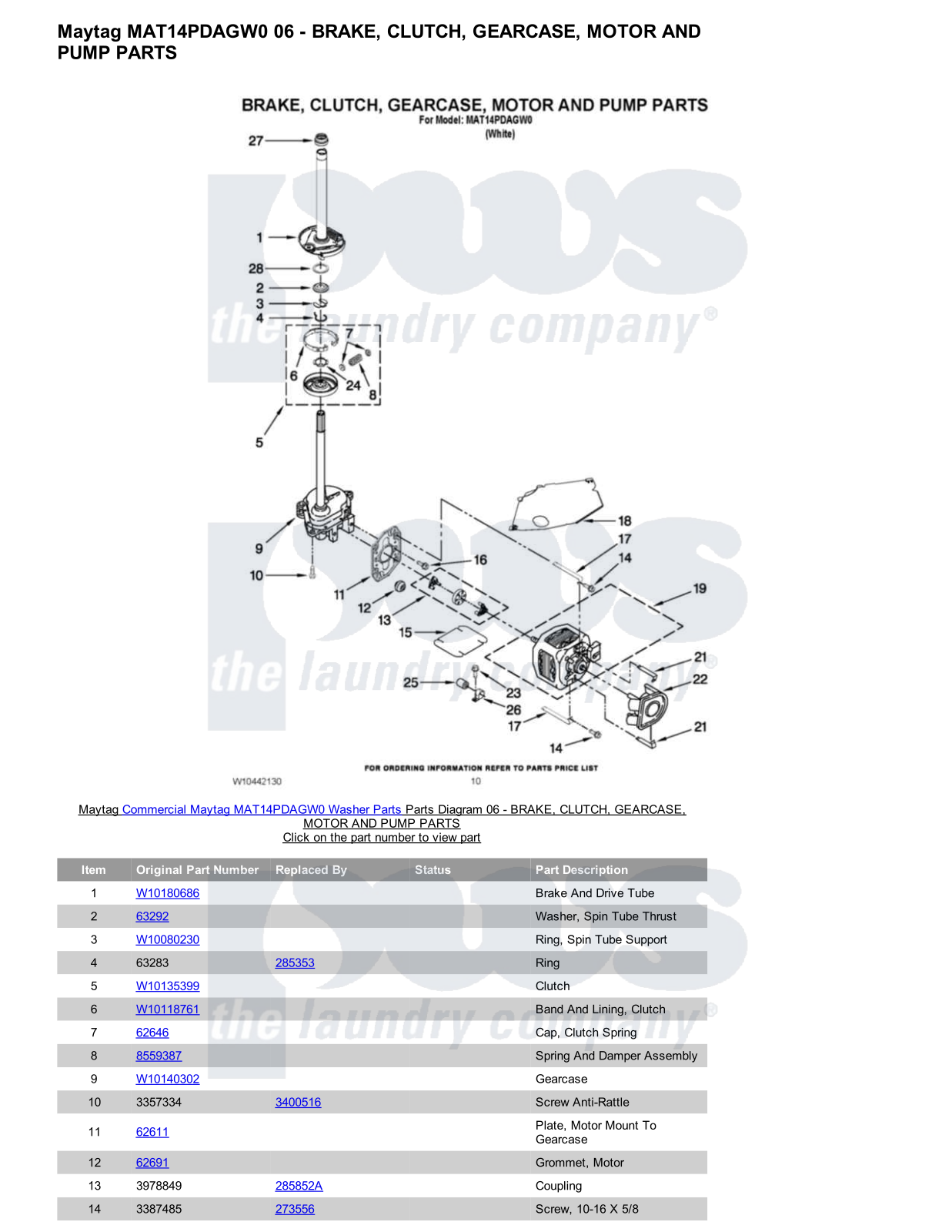 Maytag MAT14PDAGW0 Parts Diagram