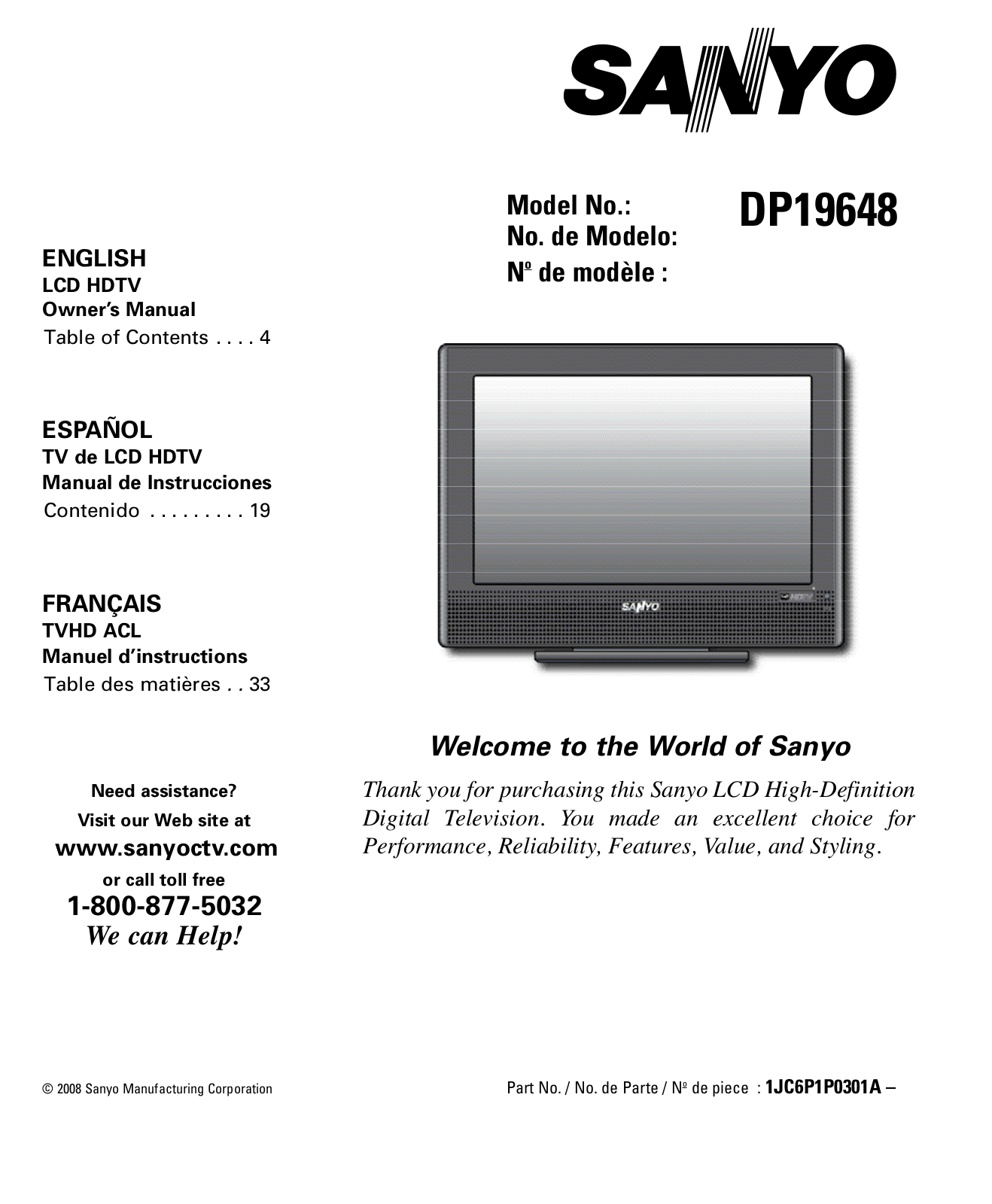 Sanyo DP19648 User Manual